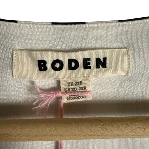 Boden Ponte Panelled French Navy Ivory Striped V-Neck Short Sleeve Tea Dress 20 - Picture 6 of 13